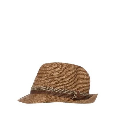 Brown two tone trilby hat